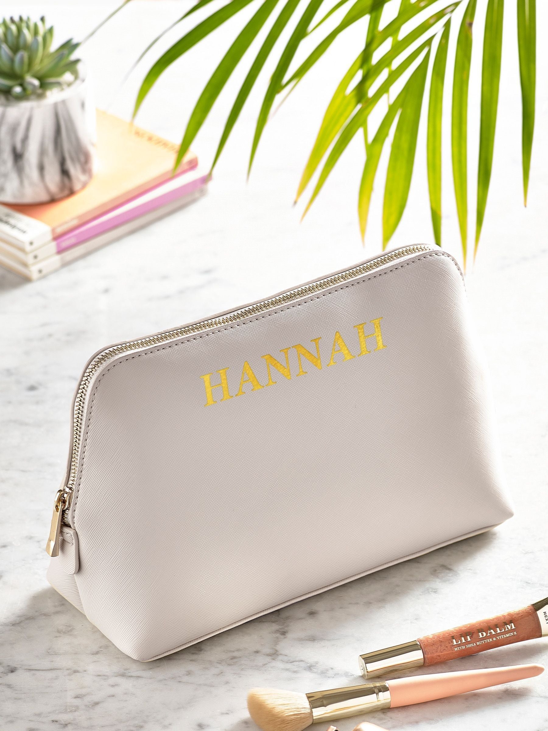 Personalised large faux leather makeup bag, UK version