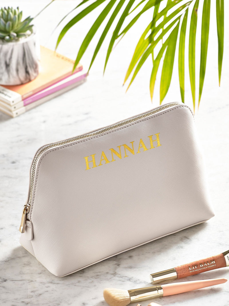 Personalised large faux leather makeup bag, UK version