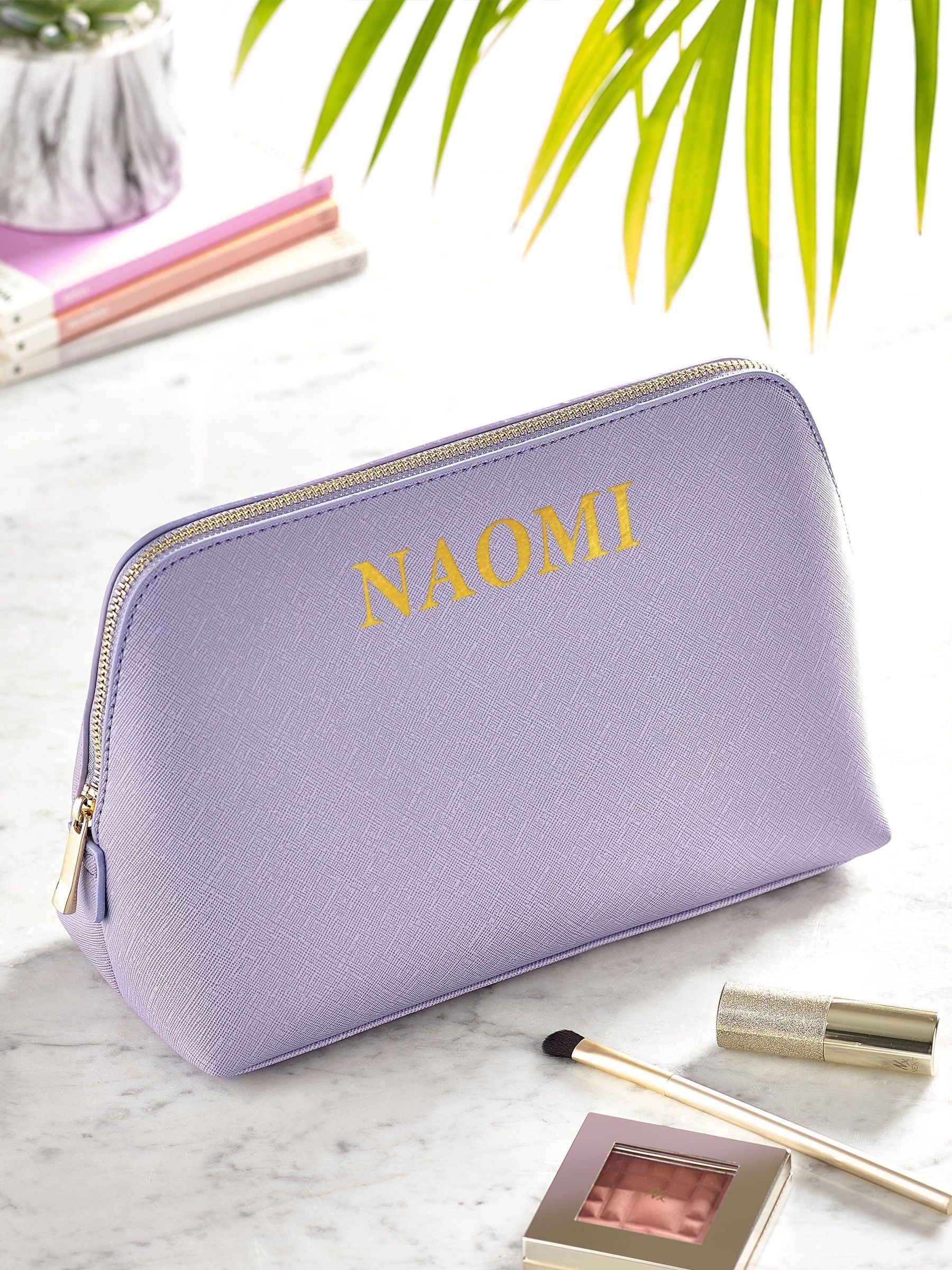Personalised large faux leather makeup bag, UK version