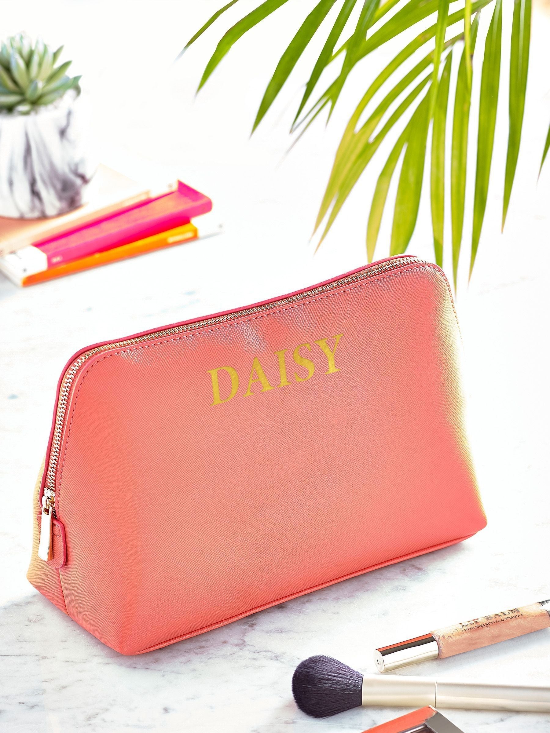 Personalised large faux leather makeup bag, UK version