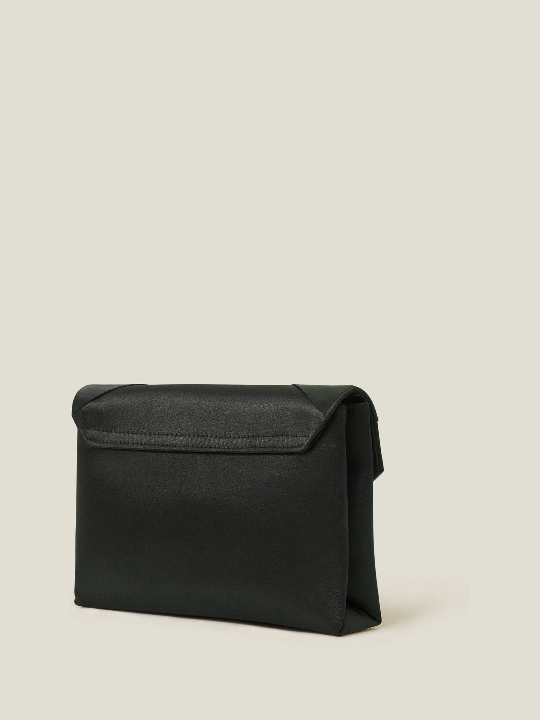 Accessorize black woven satin envelope clutch bag (British brand)