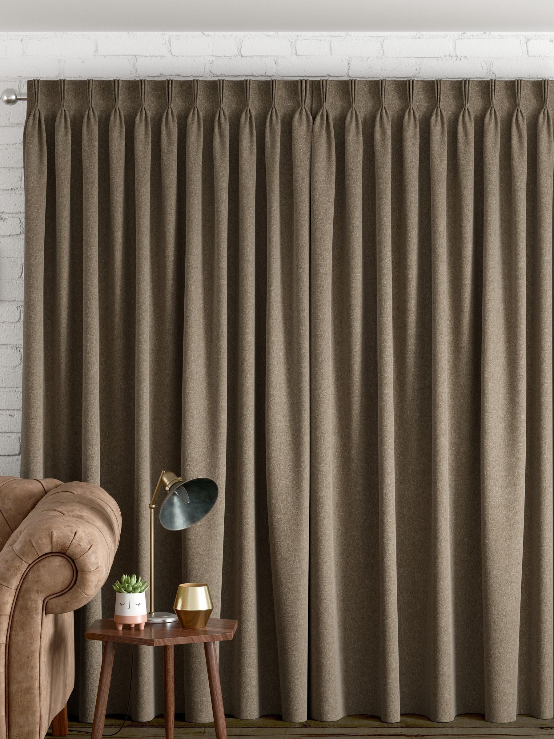 Next khaki green chenille curtains, imported from the UK