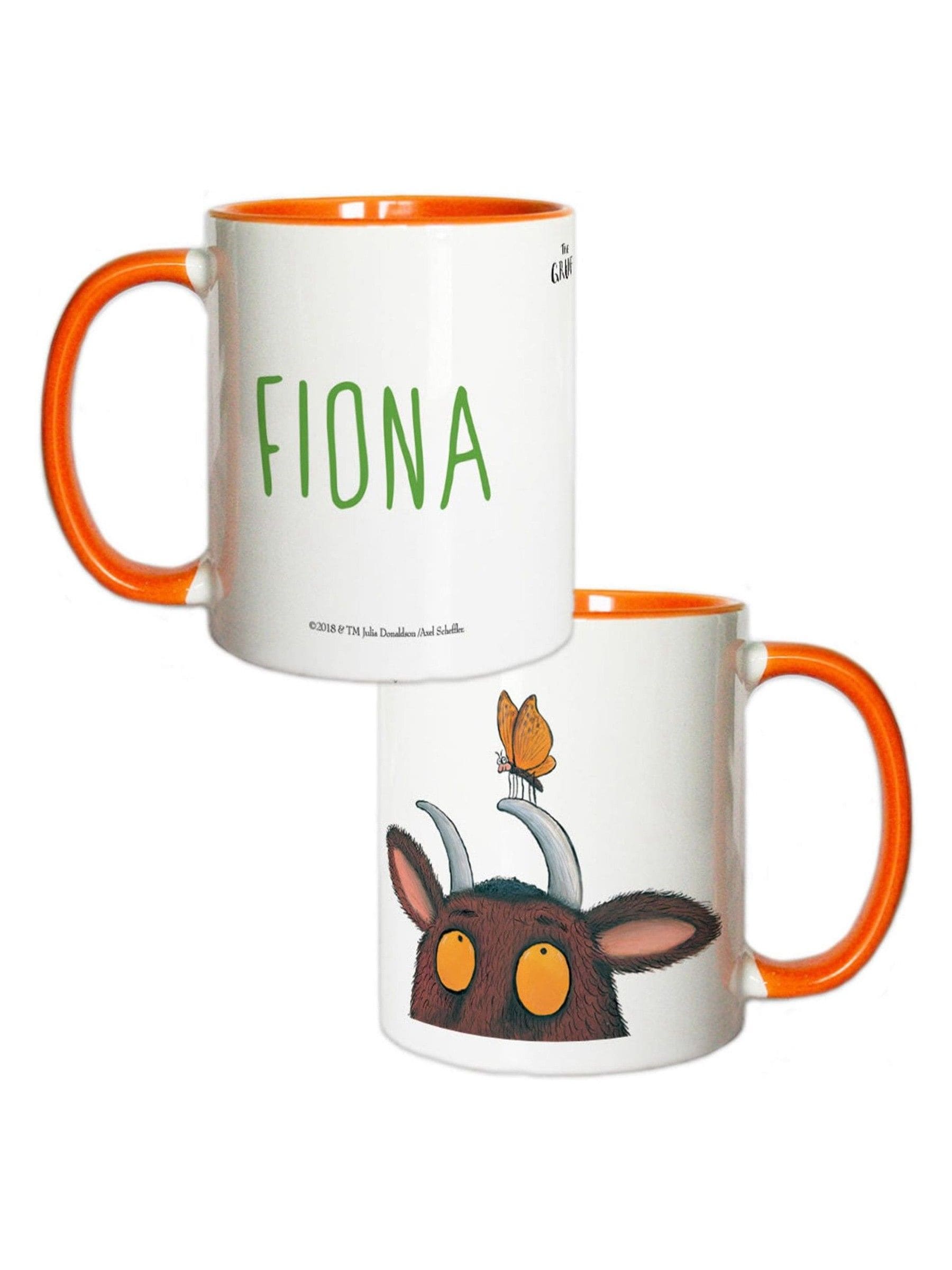 Star Editions Gruffalo mug with personalised orange insert and butterfly design, UK version