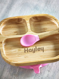 Loveabode personalised baby suction plate with spoon and fork, imported from the UK