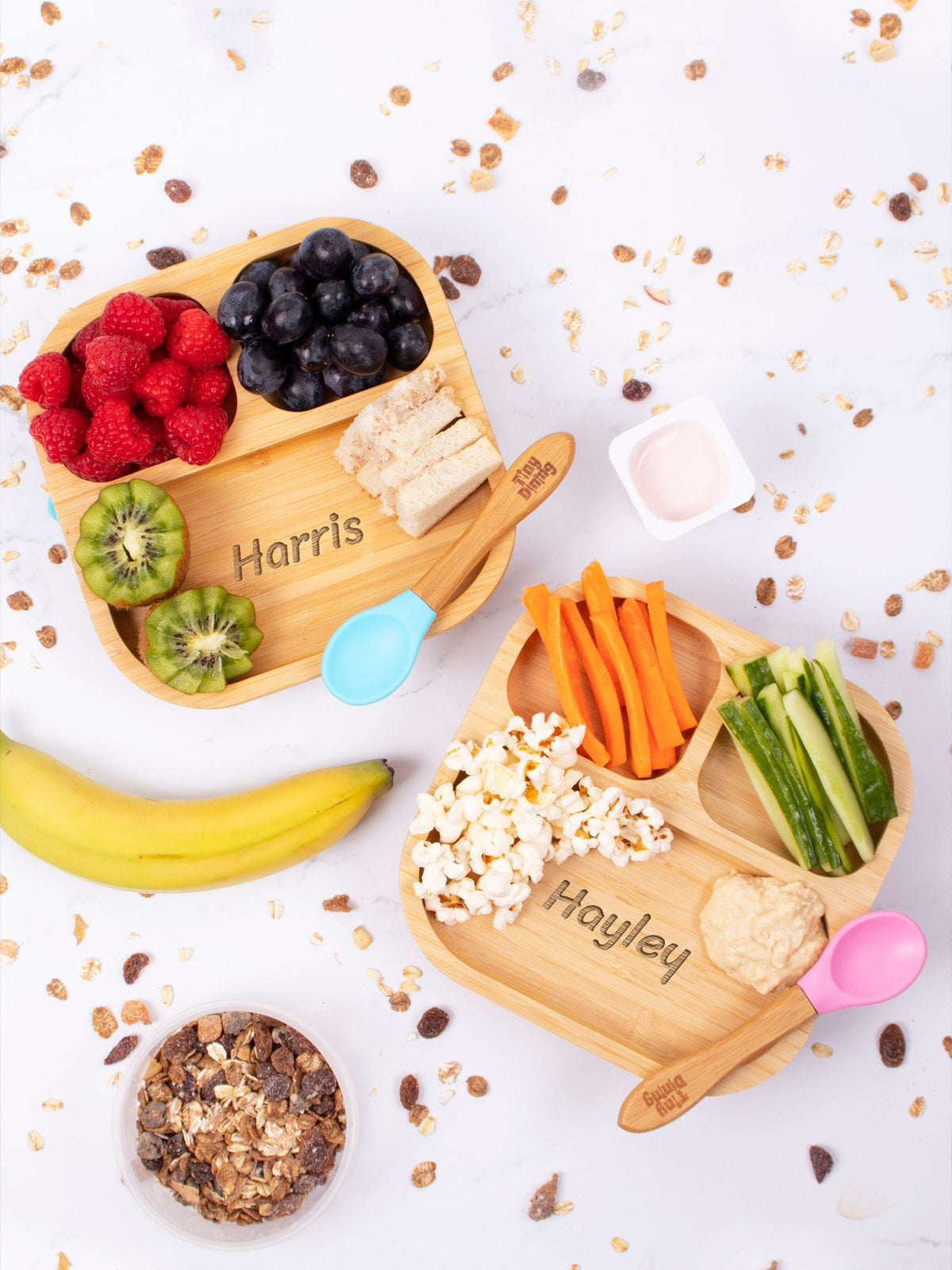 Loveabode personalised baby suction plate with spoon and fork, imported from the UK