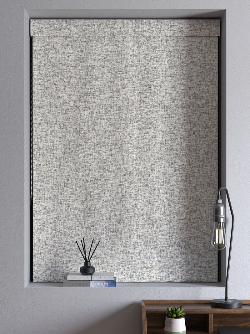 Next cross-hatch roman blind made to measure black white (British brand)