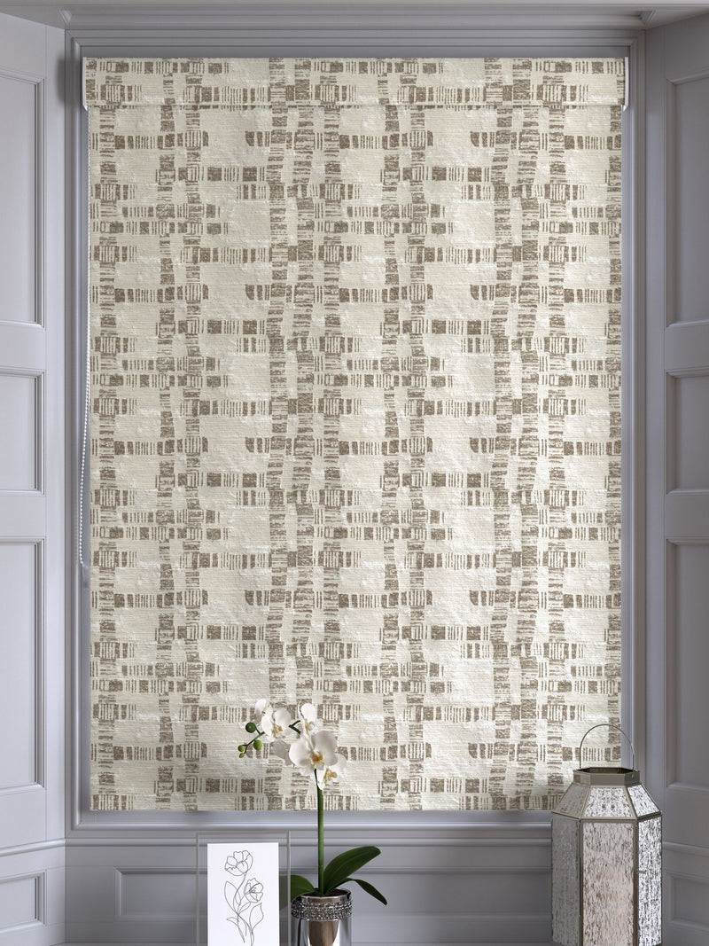 Next Champagne Gold Lustre Jacquard Roman blind (British brand)
