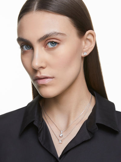 Swarovski Silver Tone Rhodium Plated Round Cut Solitaire Pendant