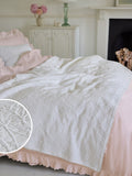 Shabby Chic white floral matelasse throw 150x200cm, imported from the UK