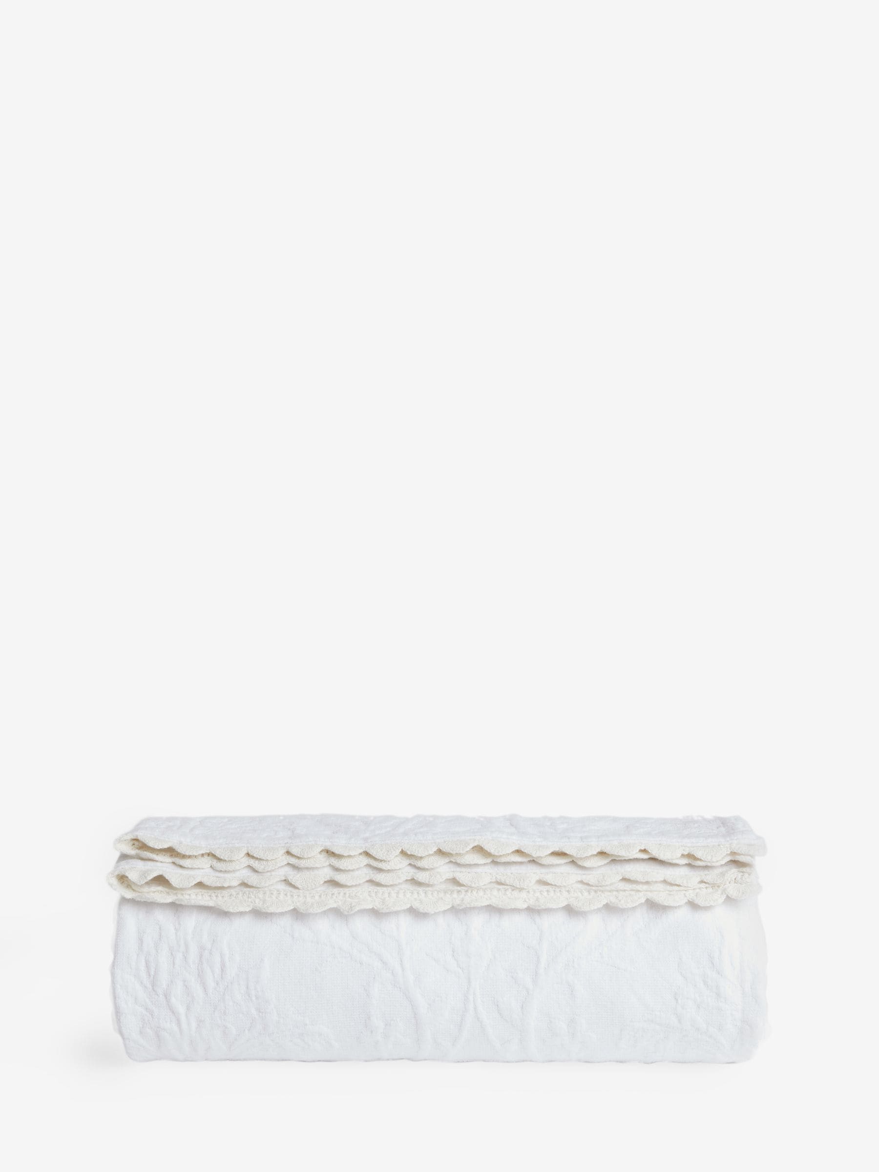 Shabby Chic white floral matelasse throw 150x200cm, imported from the UK