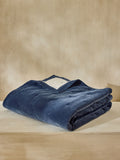 French Connection Navy Blue Washed Cotton Velvet Quilted Bedspread