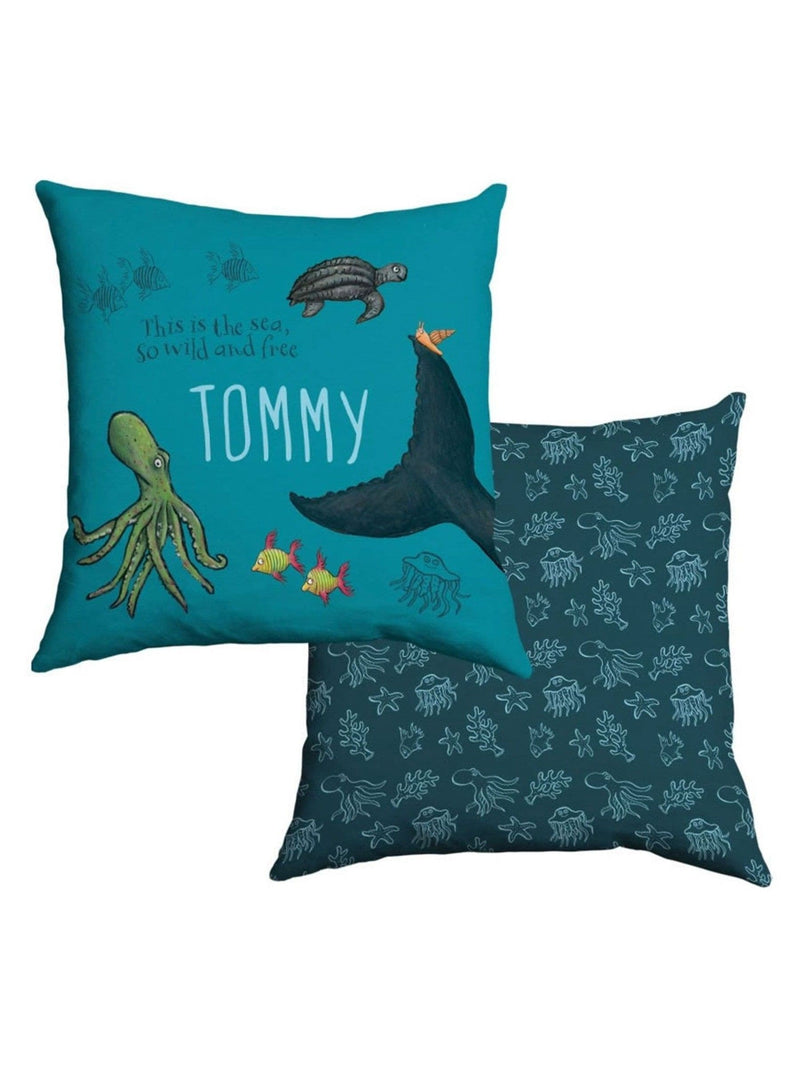 Star Editions personalised The Snail and the Whale cushion 40x40cm, UK version