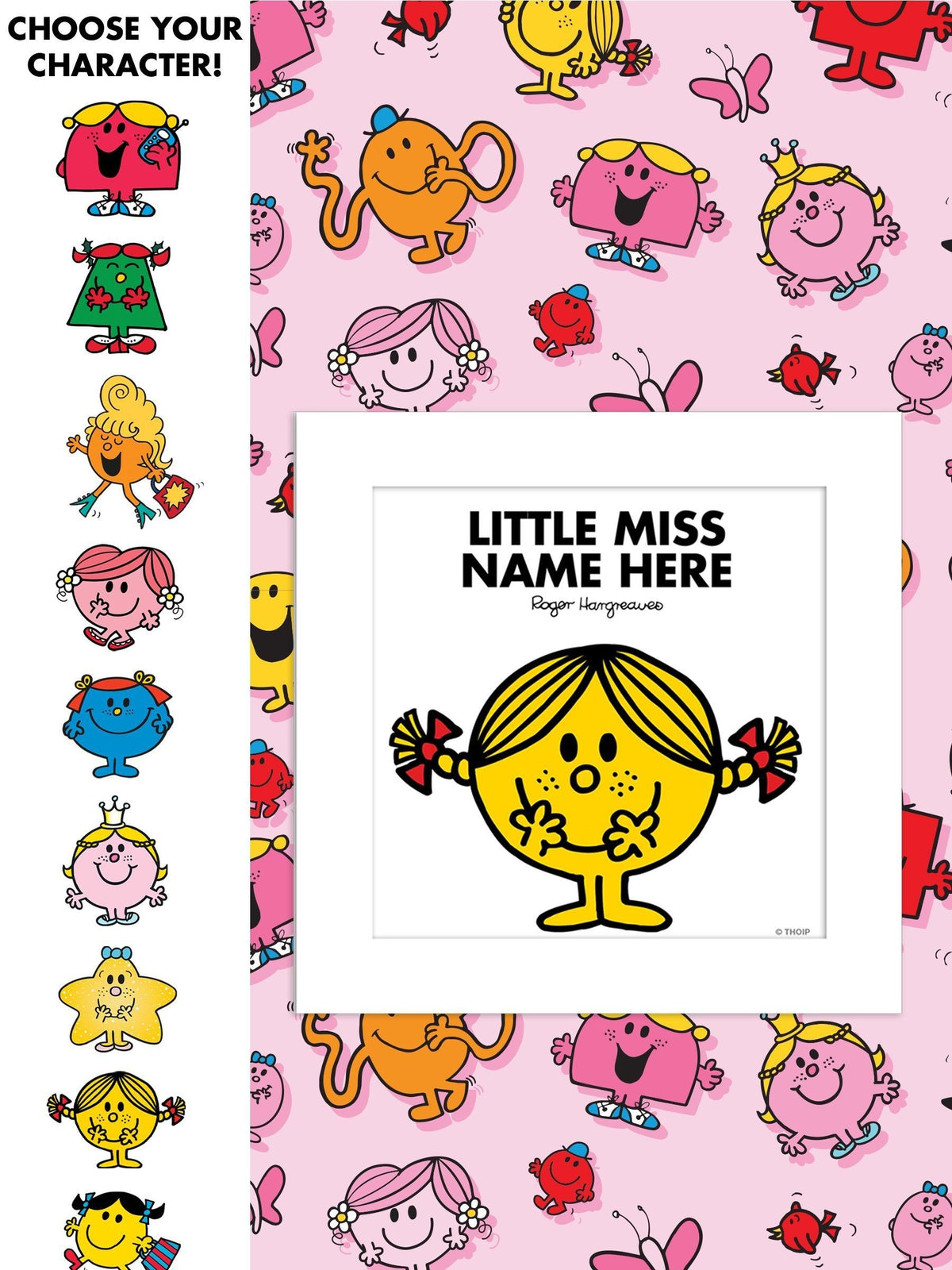 Star Editions personalised Little Miss art print 20x20cm, imported from the UK