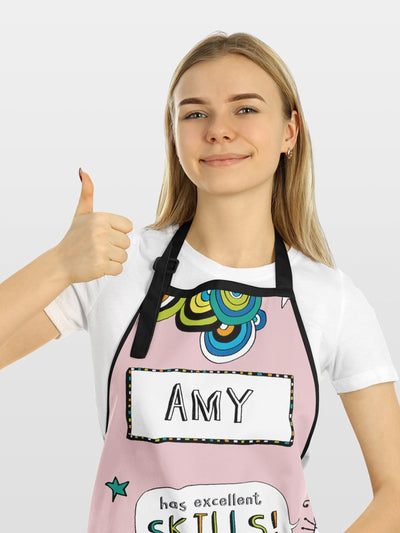 Next Star Editions Tom Gates Excellent Skills Yum Personalised Pink Apron 70x90cm- Buy online at McGrocer