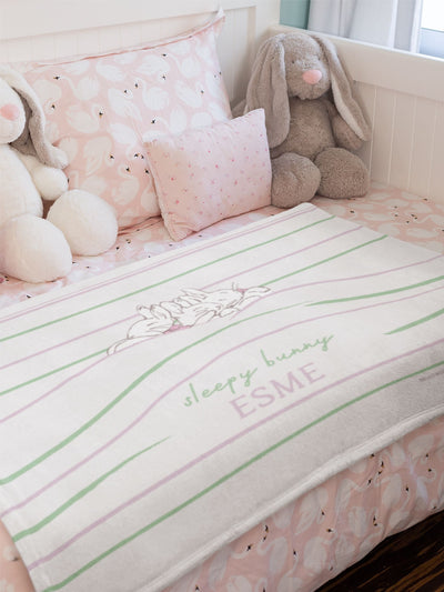 Next Peter Rabbit Personalised Sleepy Bunny White Blanket 69x100cm- Buy online at McGrocer