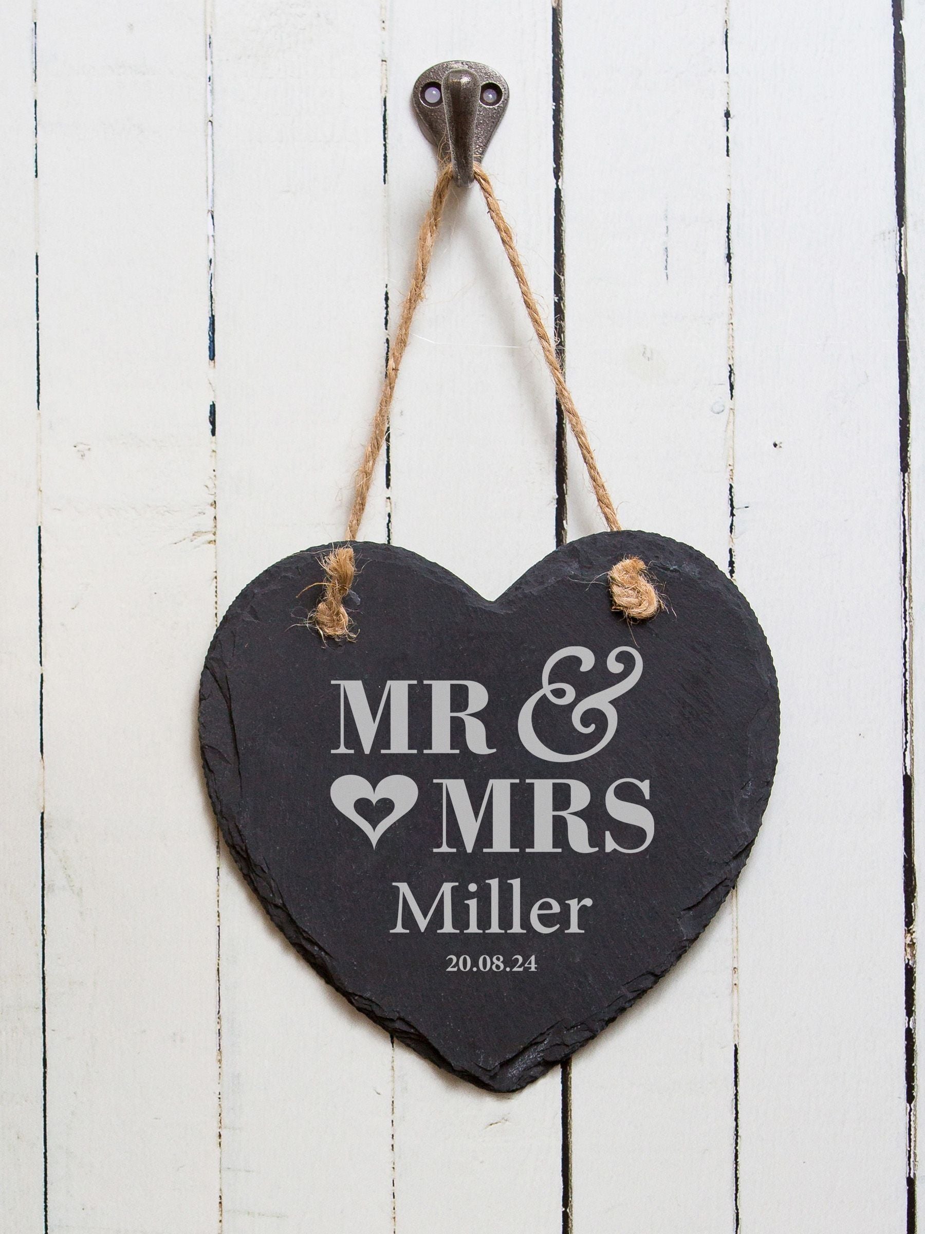 Slate heart personalised wedding gift 15cm (British brand)
