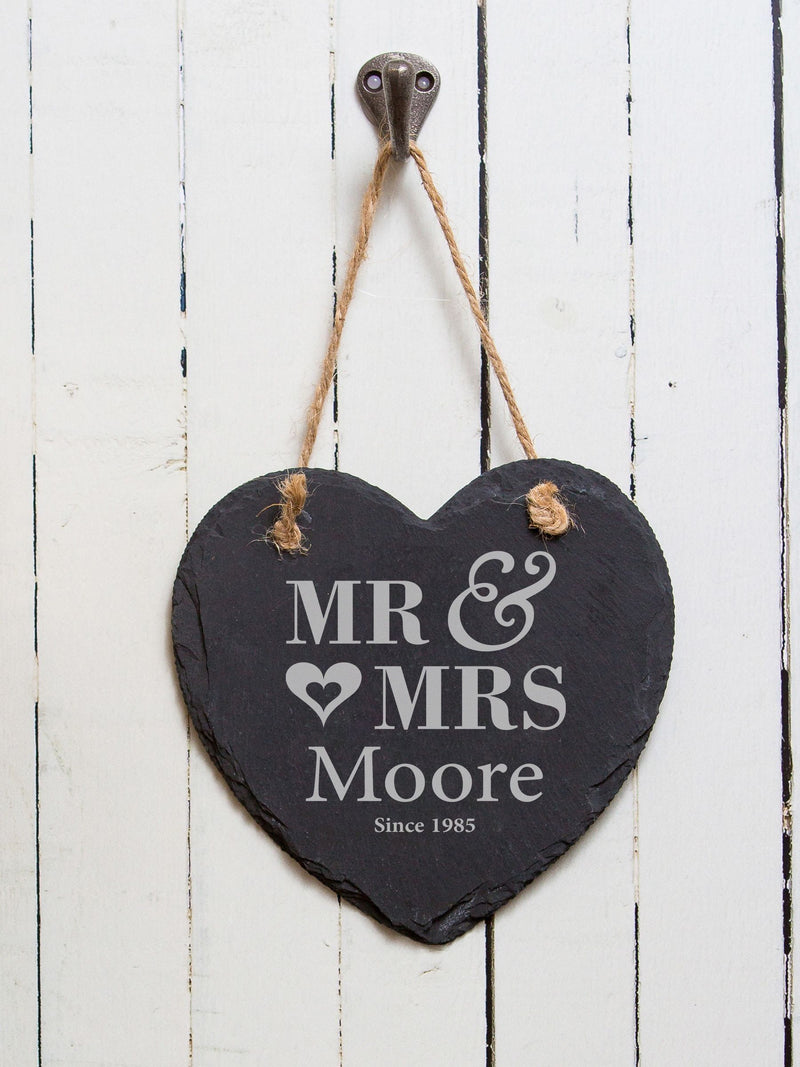 Slate heart personalised wedding gift 15cm (British brand)
