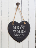 Slate heart personalised wedding gift 15cm (British brand)