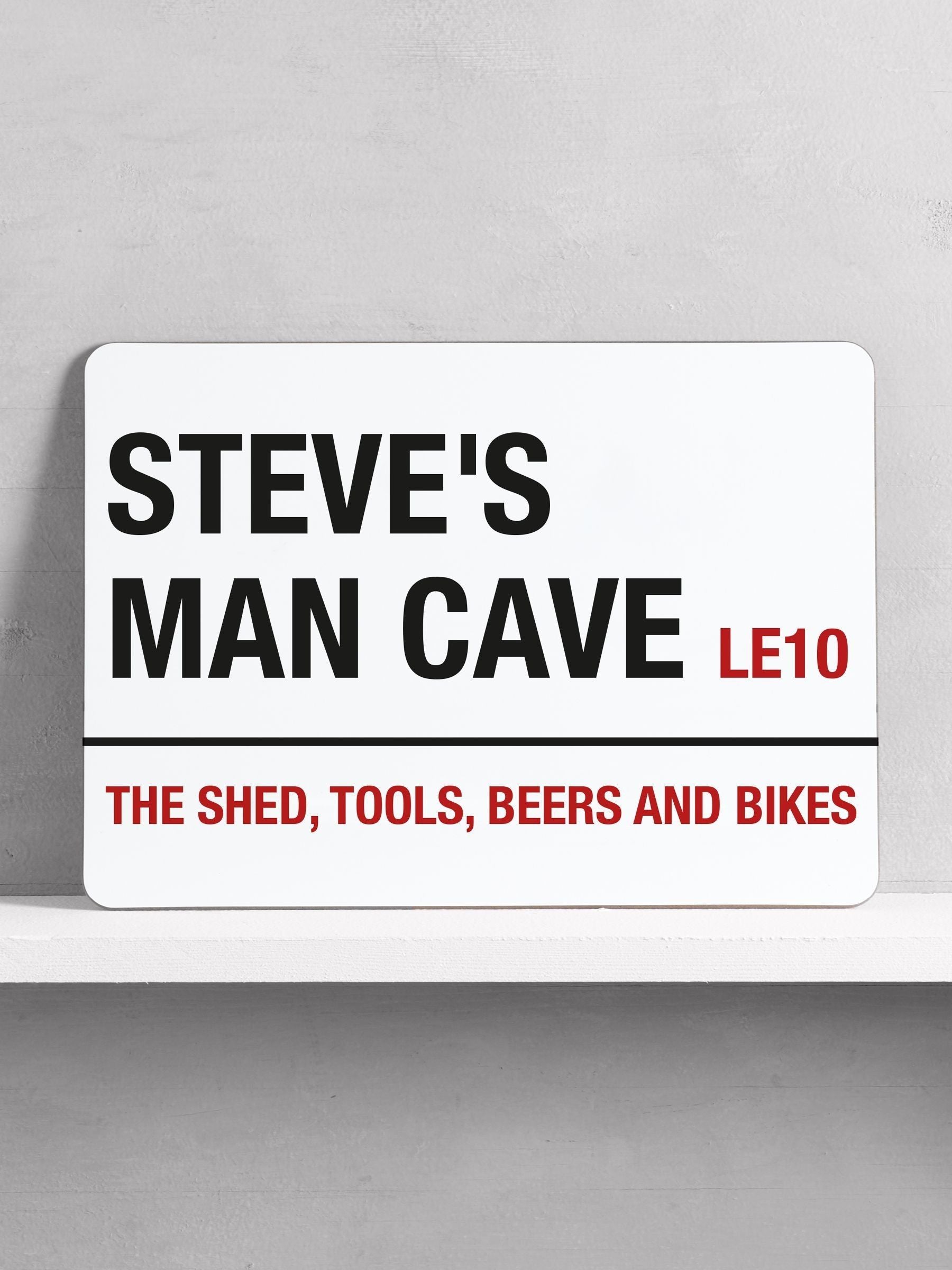 Loveabode personalised man cave white bar sign, UK version