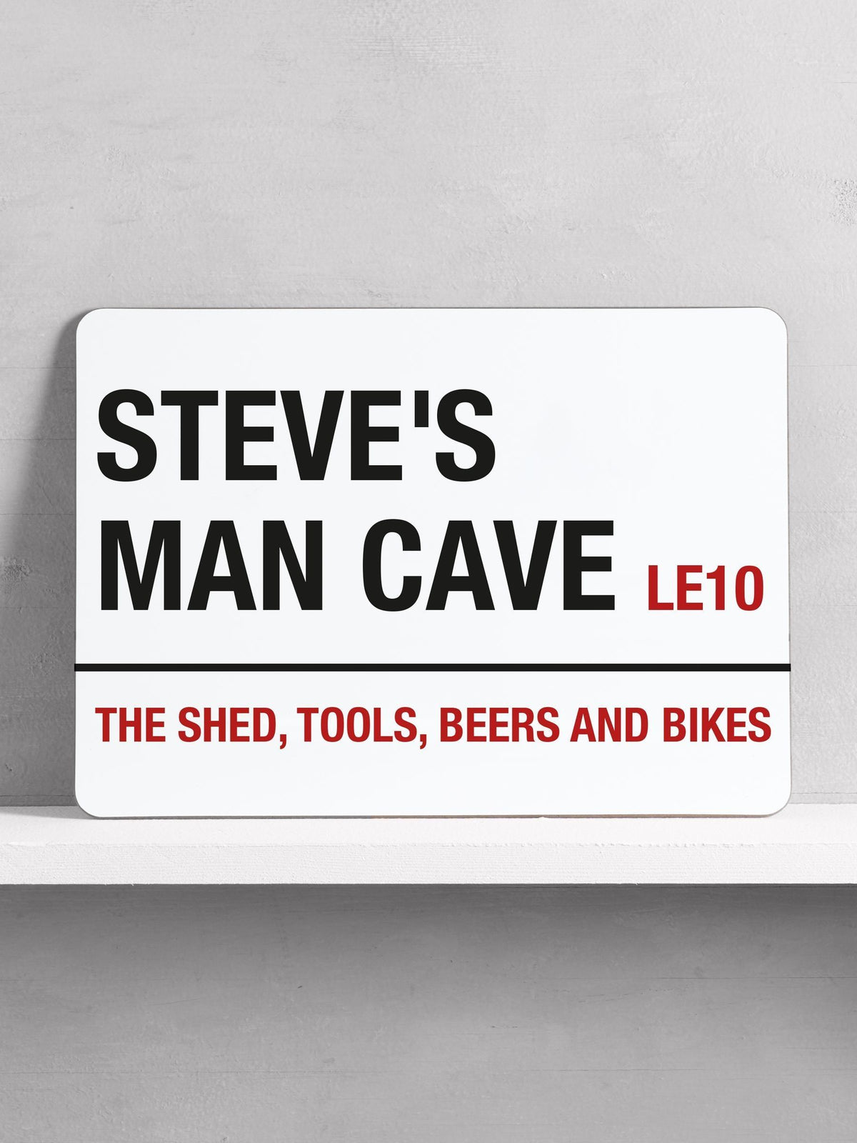 Loveabode personalised man cave white bar sign, UK version
