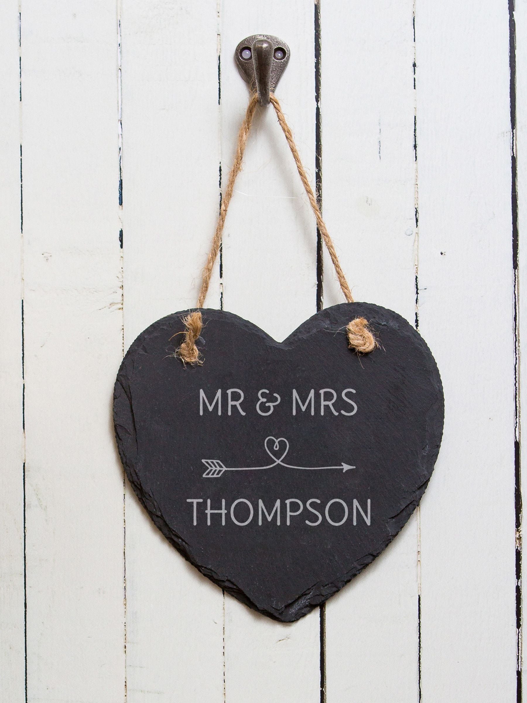 Slate heart sign personalised laser engraved 15cm (British brand)