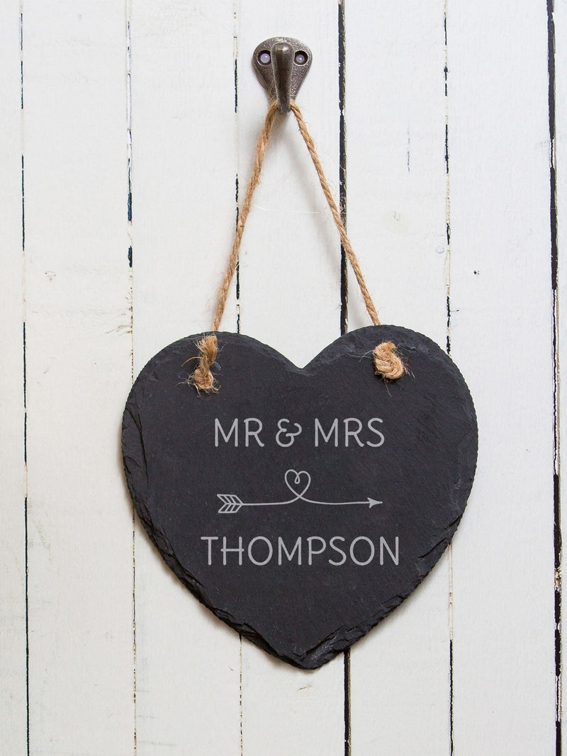 Slate heart sign personalised laser engraved 15cm (British brand)