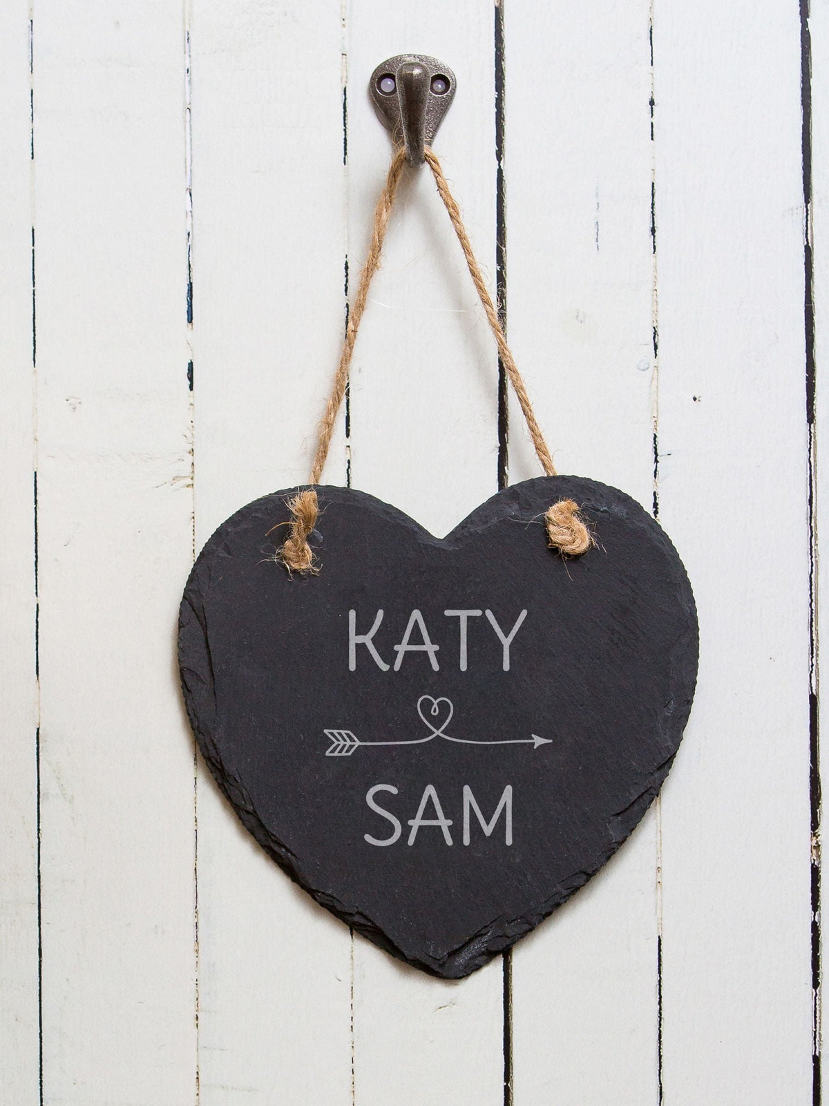 Slate heart sign personalised laser engraved 15cm (British brand)