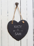 Slate heart sign personalised laser engraved 15cm (British brand)