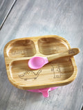 Loveabode personalised wooden feeding plate (British brand)
