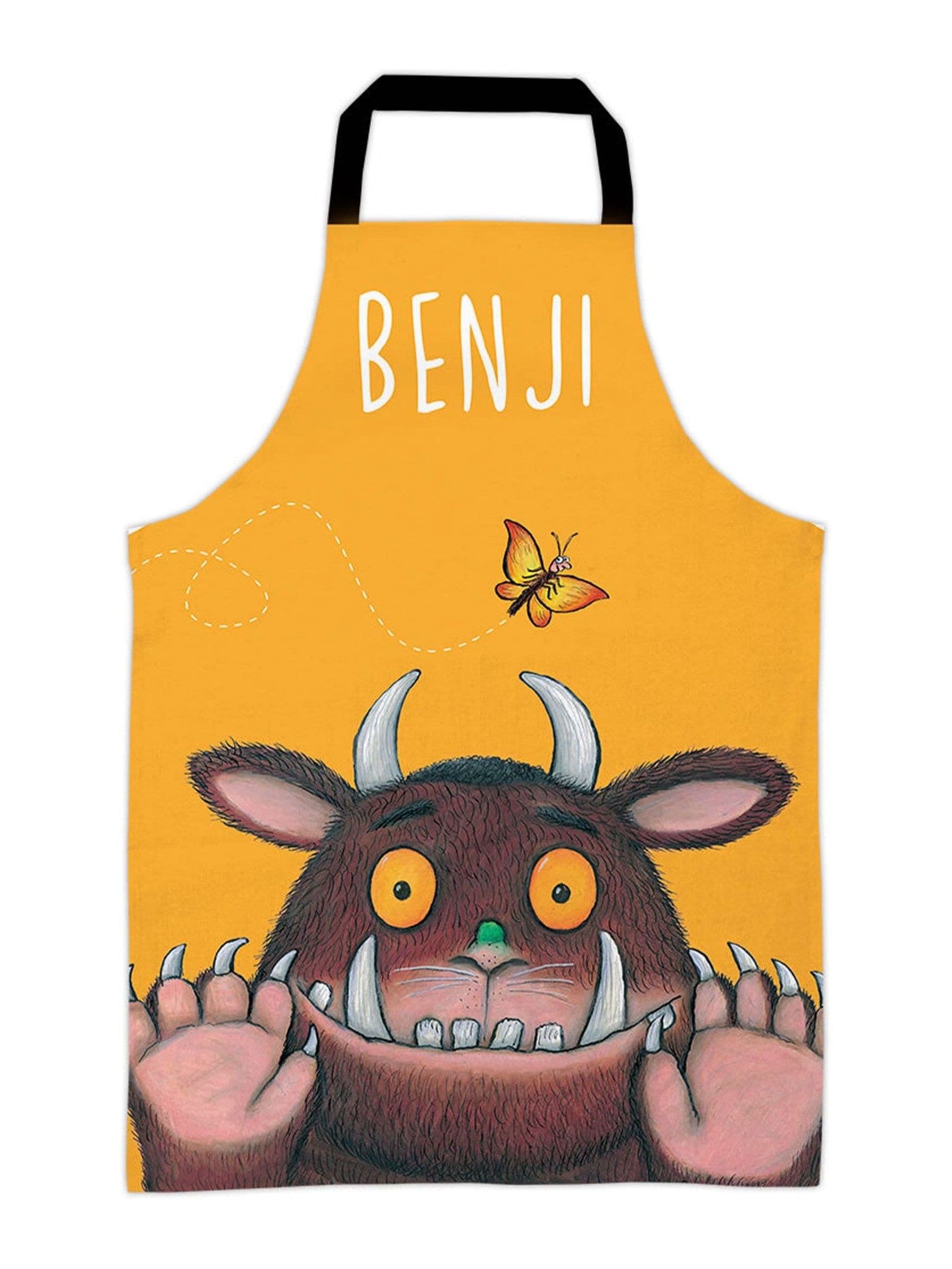 Star Editions yellow Gruffalo personalised childrens cotton apron (British brand)