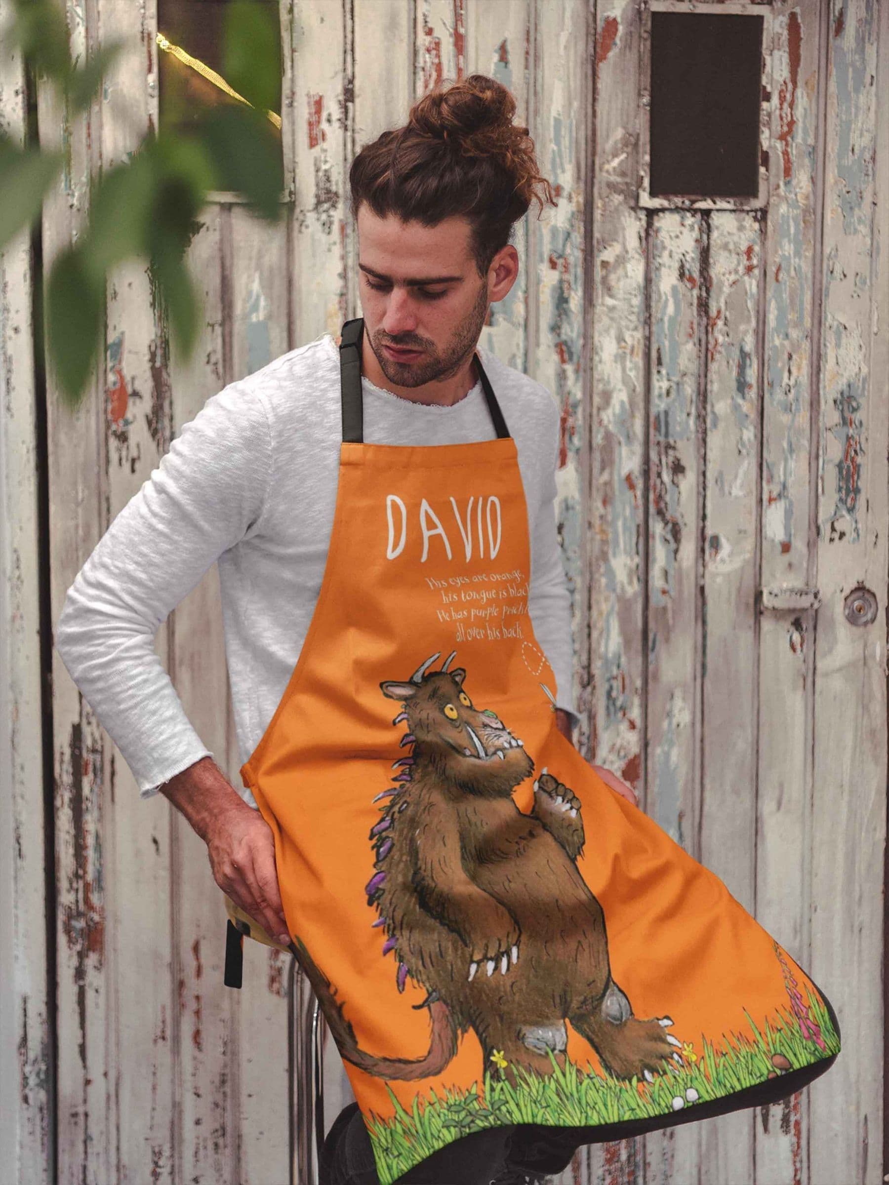Star Editions Orange Personalised Gruffalo apron adult size (British brand)