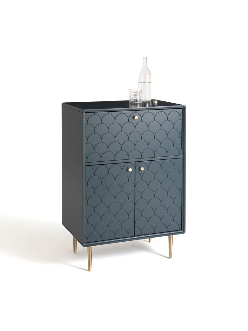 La Redoute Prussian Blue Luxore Pine bar cabinet, UK version