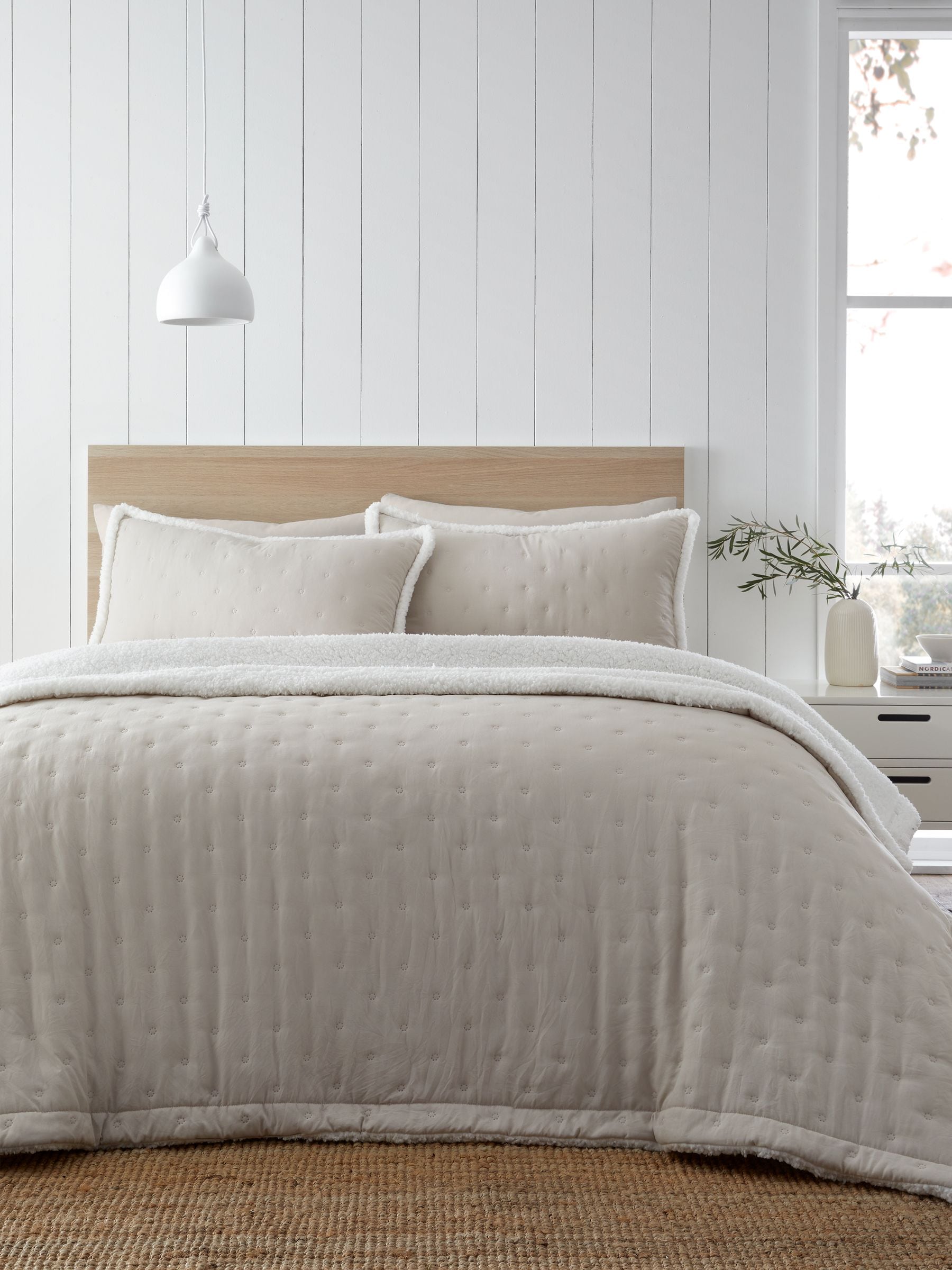 Catherine Lansfield Natural Sherpa bedspread, imported from the UK