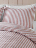 Catherine Lansfield blush pink reversible stripe duvet cover set - British product