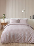 Catherine Lansfield blush pink reversible stripe duvet cover set - British product