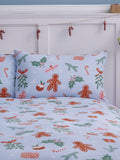 Catherine Lansfield Blue Christmas Gingerbread Non-Iron Duvet Cover Set - British product