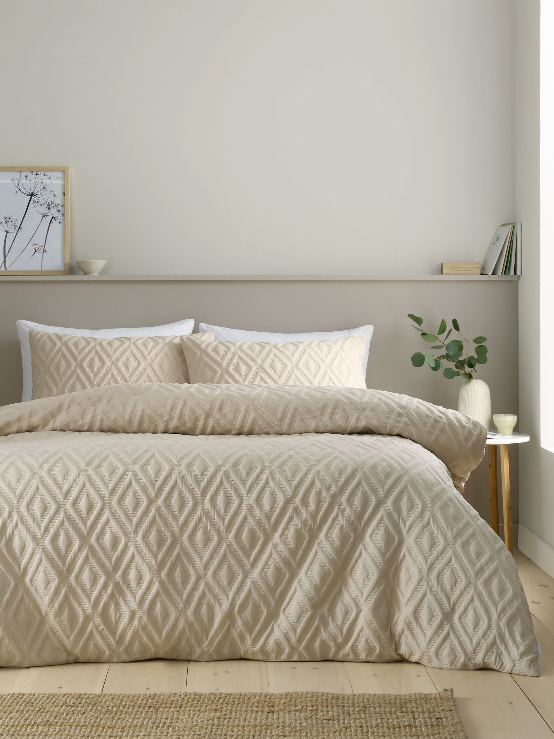 Catherine Lansfield Natural Jacob Geo duvet cover set - British product