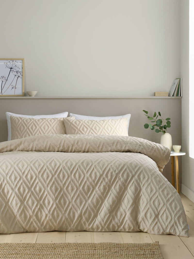 Catherine Lansfield Natural Jacob Geo duvet cover set - British product