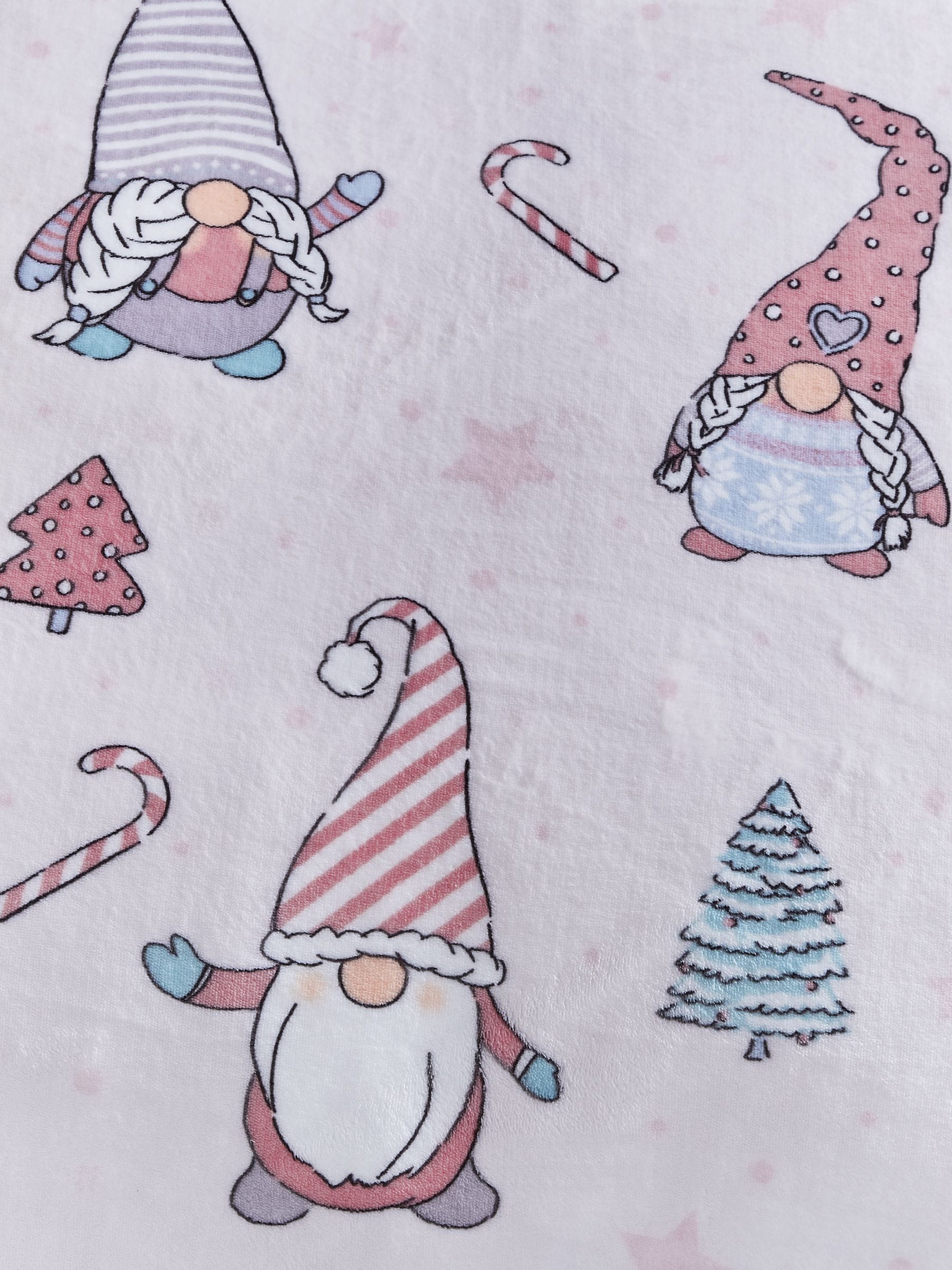 Catherine Lansfield Blush Pink Christmas Festive Gonk Cosy Fleece Duvet Cover Set - British product
