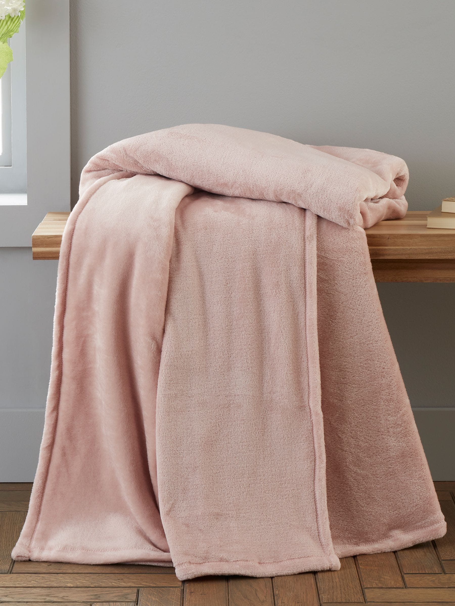 Catherine Lansfield Chambray Blue Raschel Soft Velvet Touch Throw Blanket 130x170cm