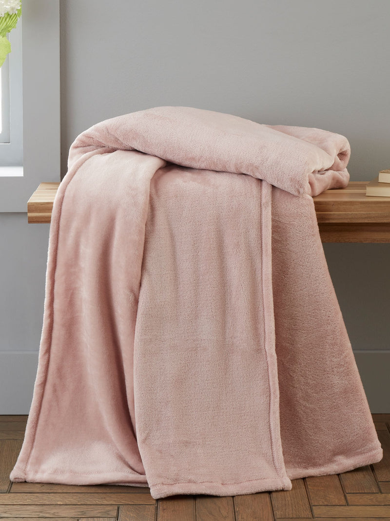 Catherine Lansfield Chambray Blue Raschel Soft Velvet Touch Throw Blanket 130x170cm