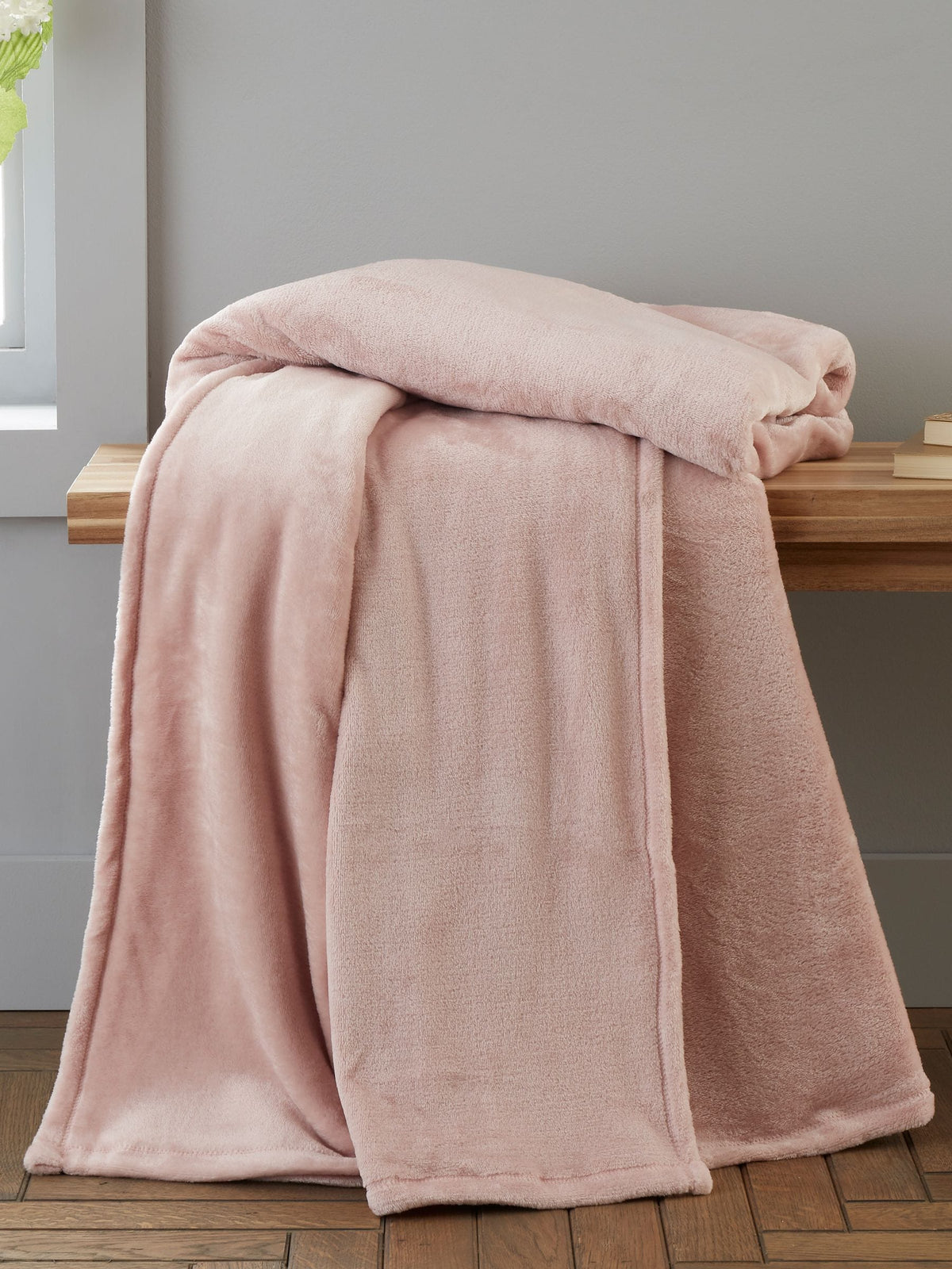 Catherine Lansfield Chambray Blue Raschel Soft Velvet Touch Throw Blanket 130x170cm