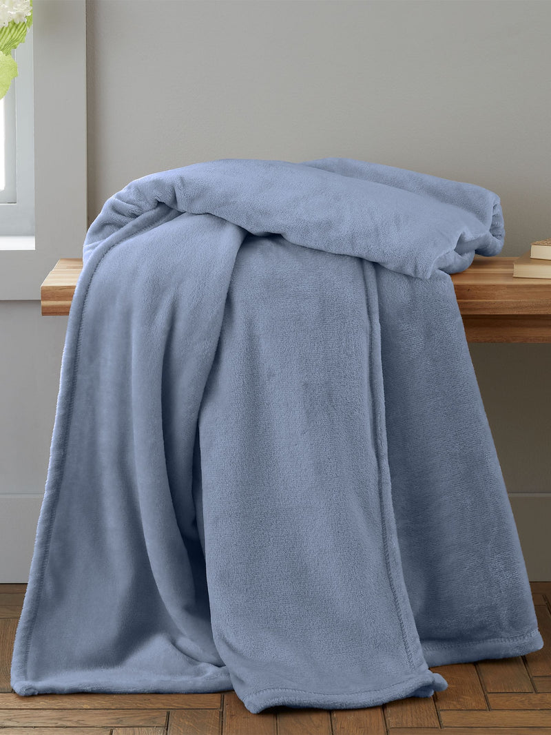 Catherine Lansfield Chambray Blue raschel soft velvet touch throw 130x170cm, UK version