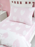 Catherine Lansfield Pink Supersoft 100% Brushed Cotton Hearts Fitted Sheet