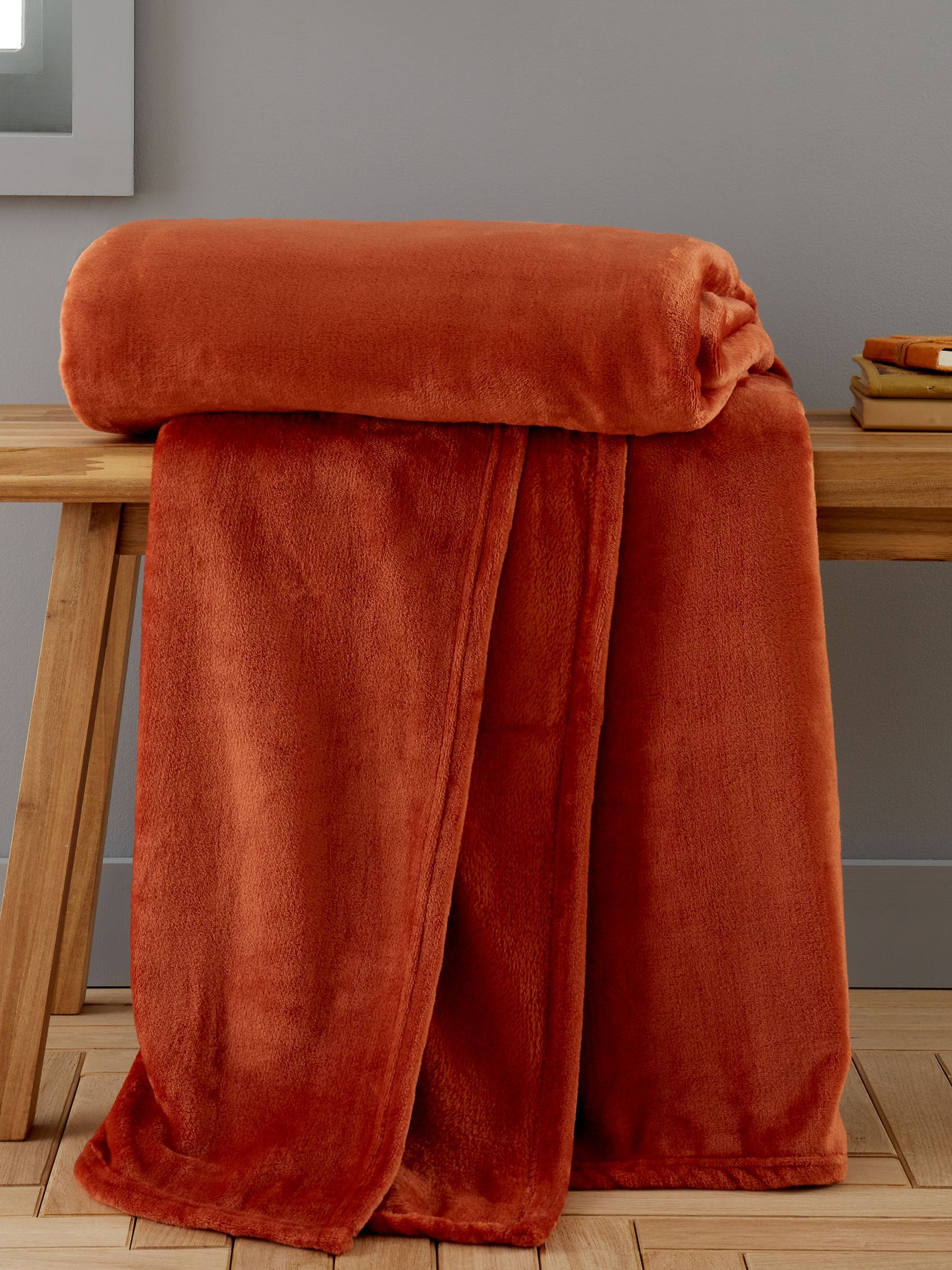 Catherine Lansfield Chambray Blue Raschel Soft Velvet Touch Throw Blanket 130x170cm