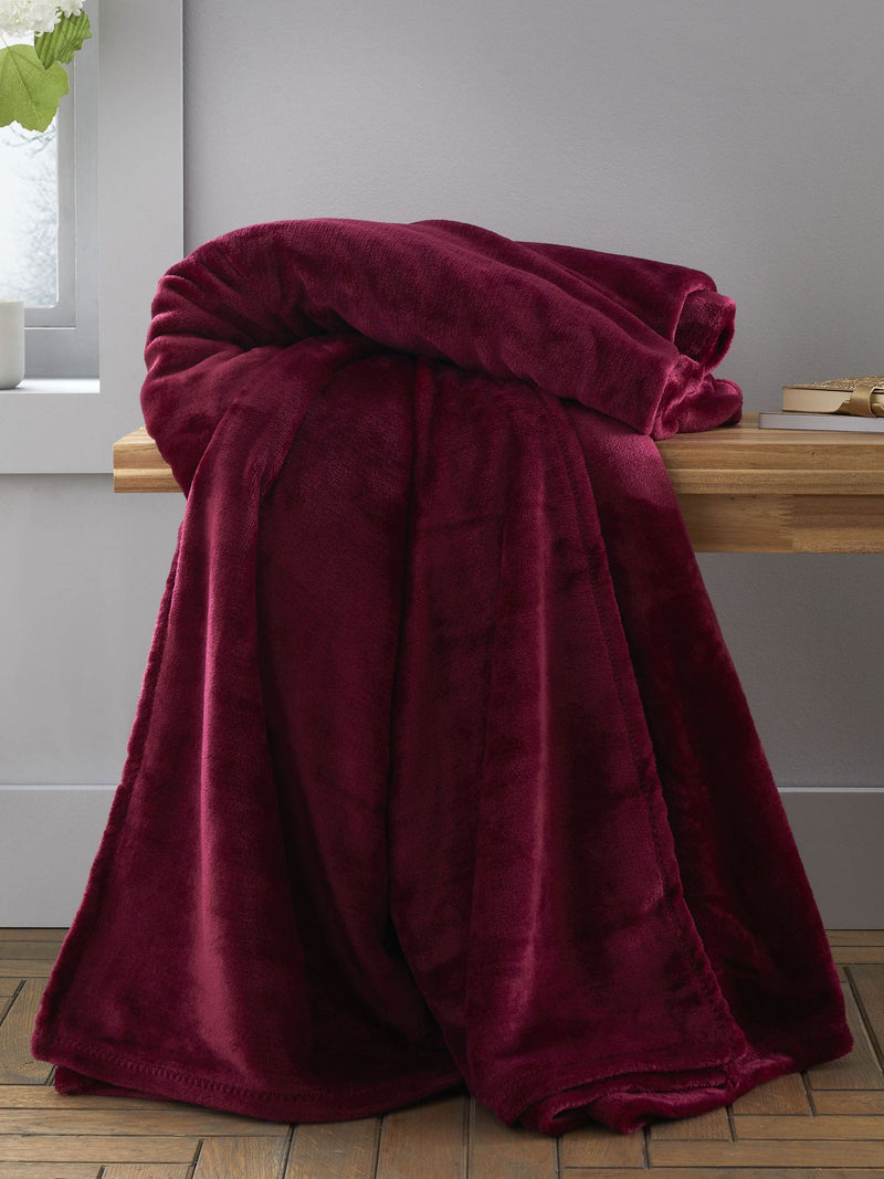 Catherine Lansfield Chambray Blue Raschel Soft Velvet Touch Throw Blanket 130x170cm