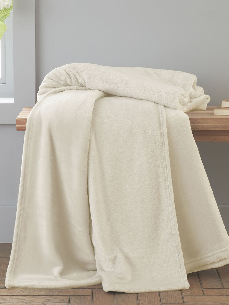 Catherine Lansfield Chambray Blue Raschel Soft Velvet Touch Throw Blanket 130x170cm
