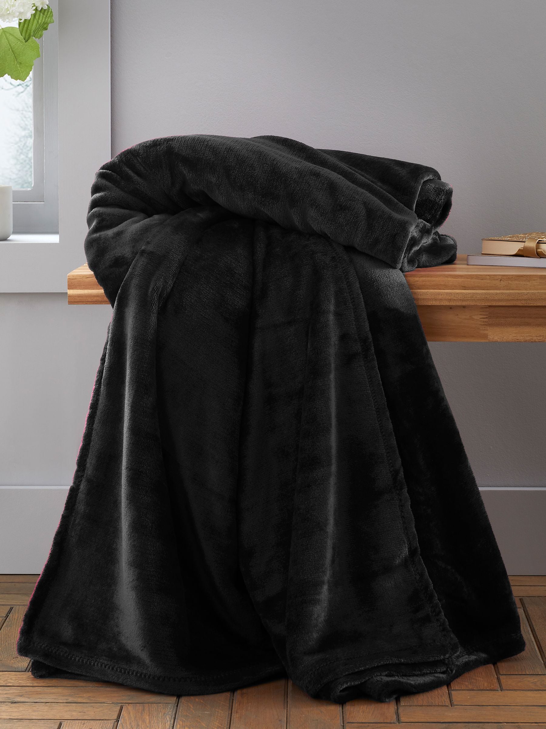 Catherine Lansfield Chambray Blue Raschel Soft Velvet Touch Throw Blanket 130x170cm