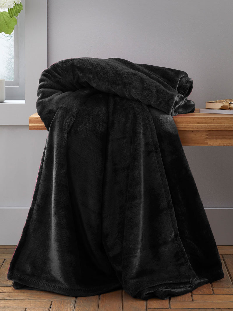 Catherine Lansfield Chambray Blue Raschel Soft Velvet Touch Throw Blanket 130x170cm