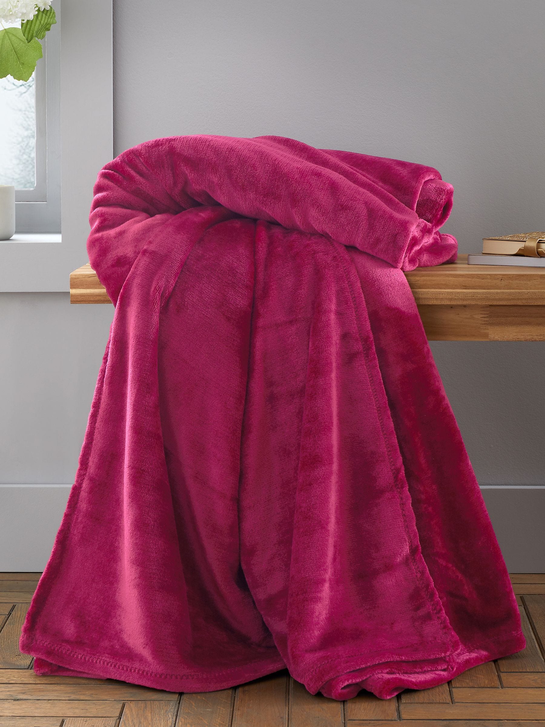 Catherine Lansfield Chambray Blue Raschel Soft Velvet Touch Throw Blanket 130x170cm